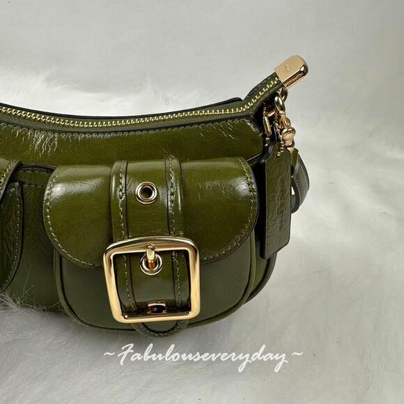 Coach Ashton Bag Shoulder/Crossbody In Glazed Leather/Gold/Olive CBJ01 NWT - Picture 7 of 9